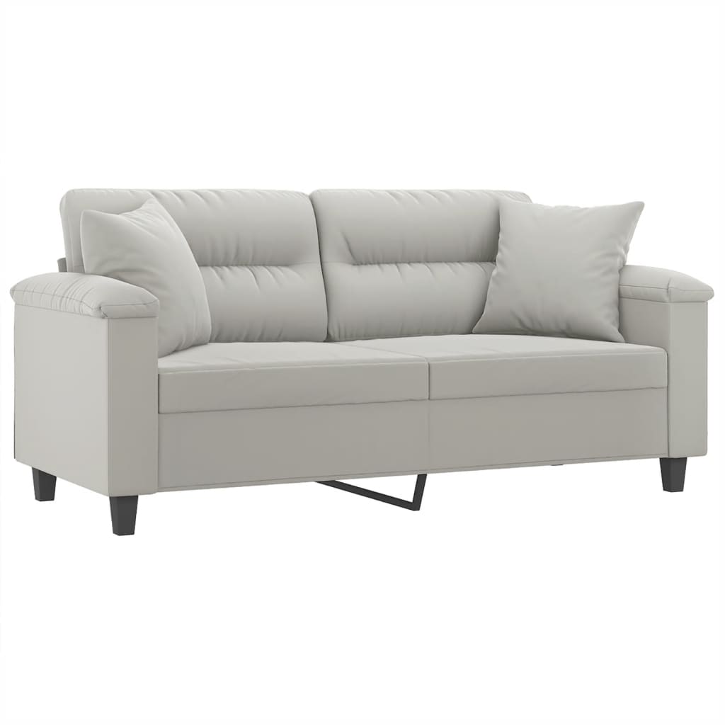 Tweezitsbank met kussens 140 cm microvezelstof lichtgrijs is nu te koop bij PeponiXL, paradijselijk wonen!