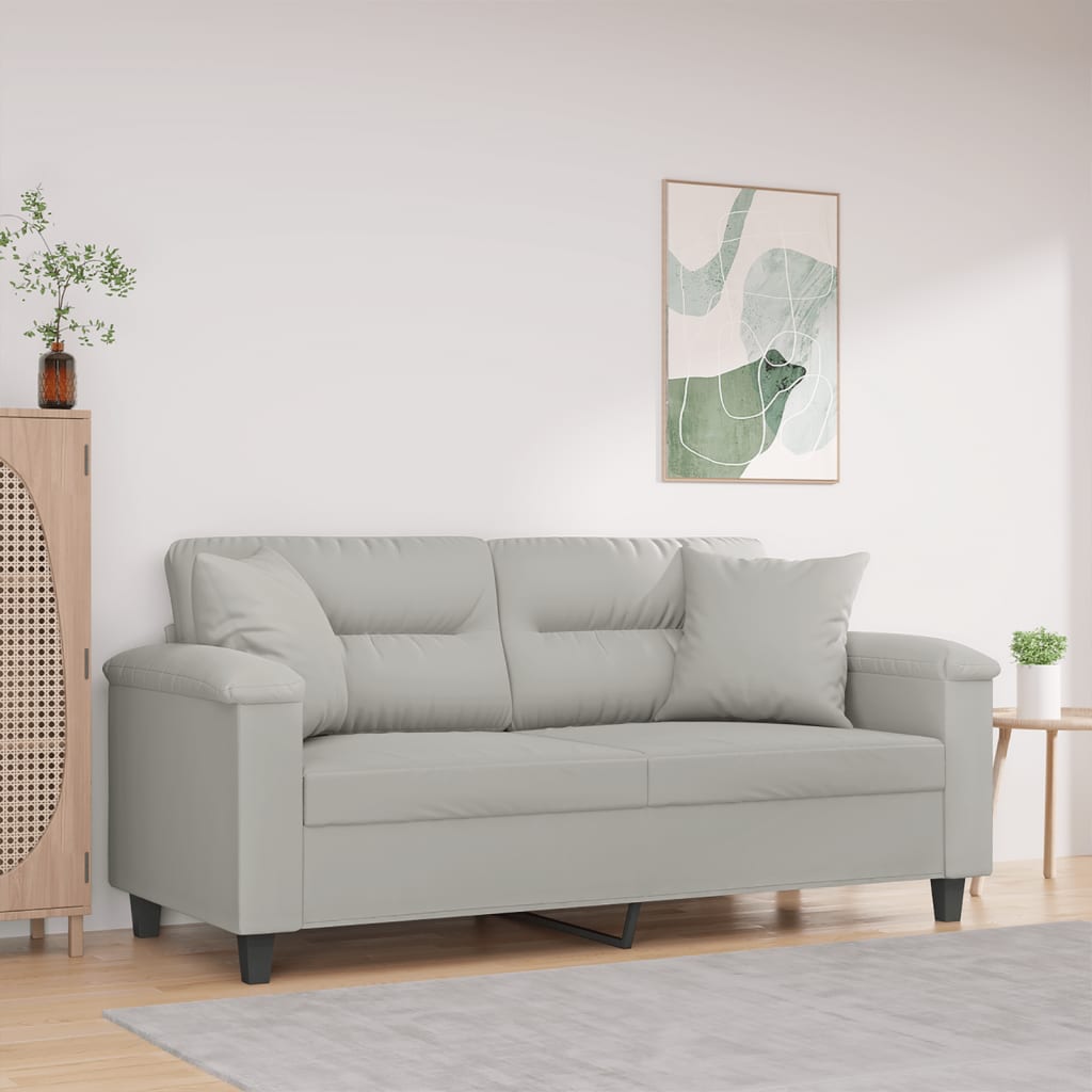 Tweezitsbank met kussens 140 cm microvezelstof lichtgrijs is nu te koop bij PeponiXL, paradijselijk wonen!