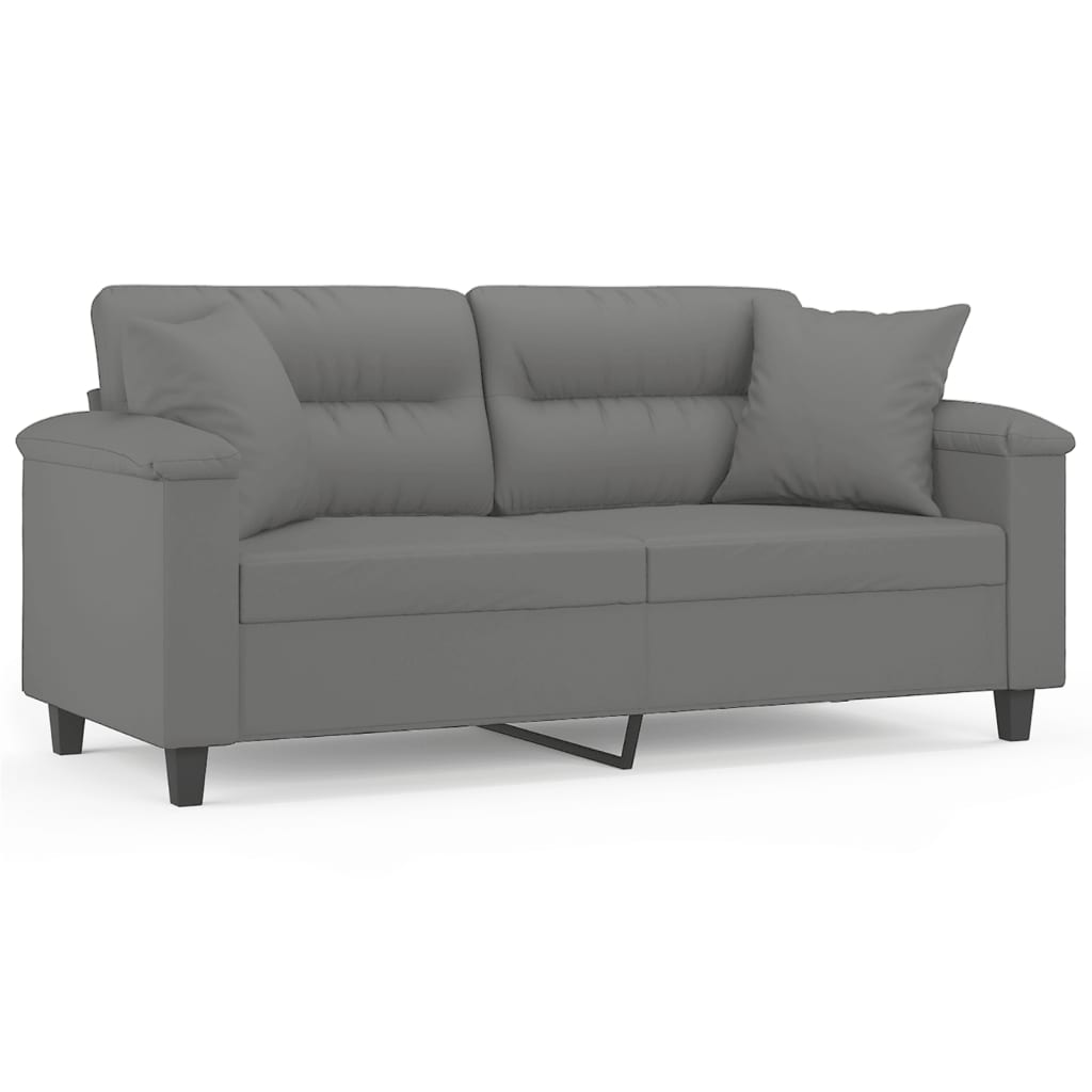 Tweezitsbank met kussens 140 cm microvezelstof donkergrijs is nu te koop bij PeponiXL, paradijselijk wonen!