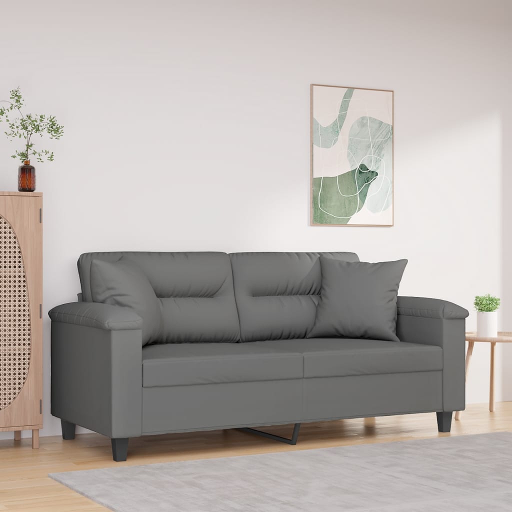 Tweezitsbank met kussens 140 cm microvezelstof donkergrijs is nu te koop bij PeponiXL, paradijselijk wonen!