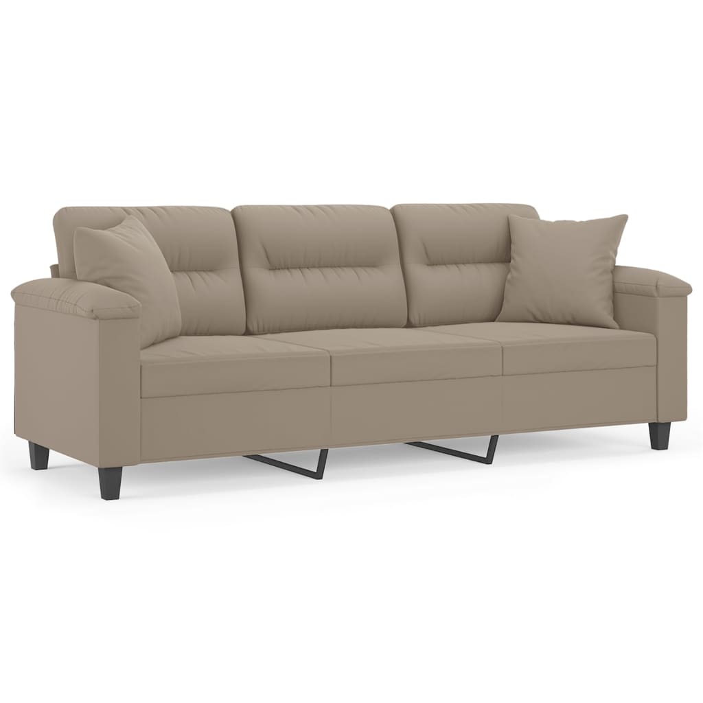 Driezitsbank met kussens 180 cm microvezelstof taupe is nu te koop bij PeponiXL, paradijselijk wonen!