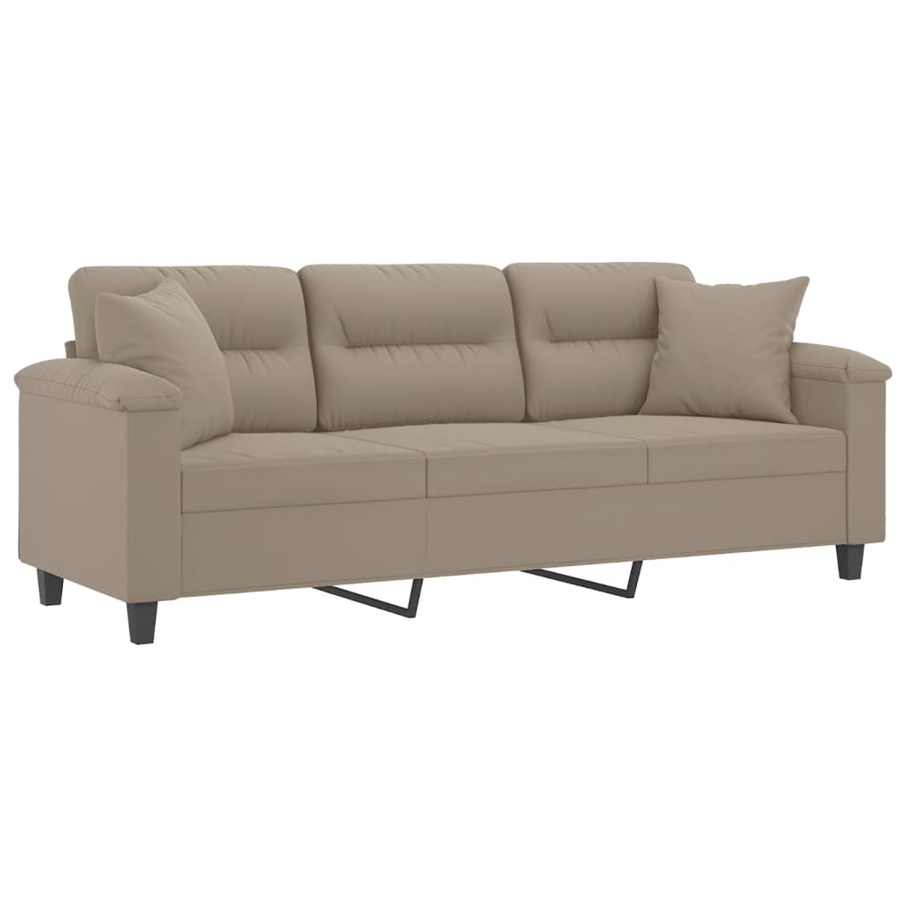 Driezitsbank met kussens 180 cm microvezelstof taupe is nu te koop bij PeponiXL, paradijselijk wonen!