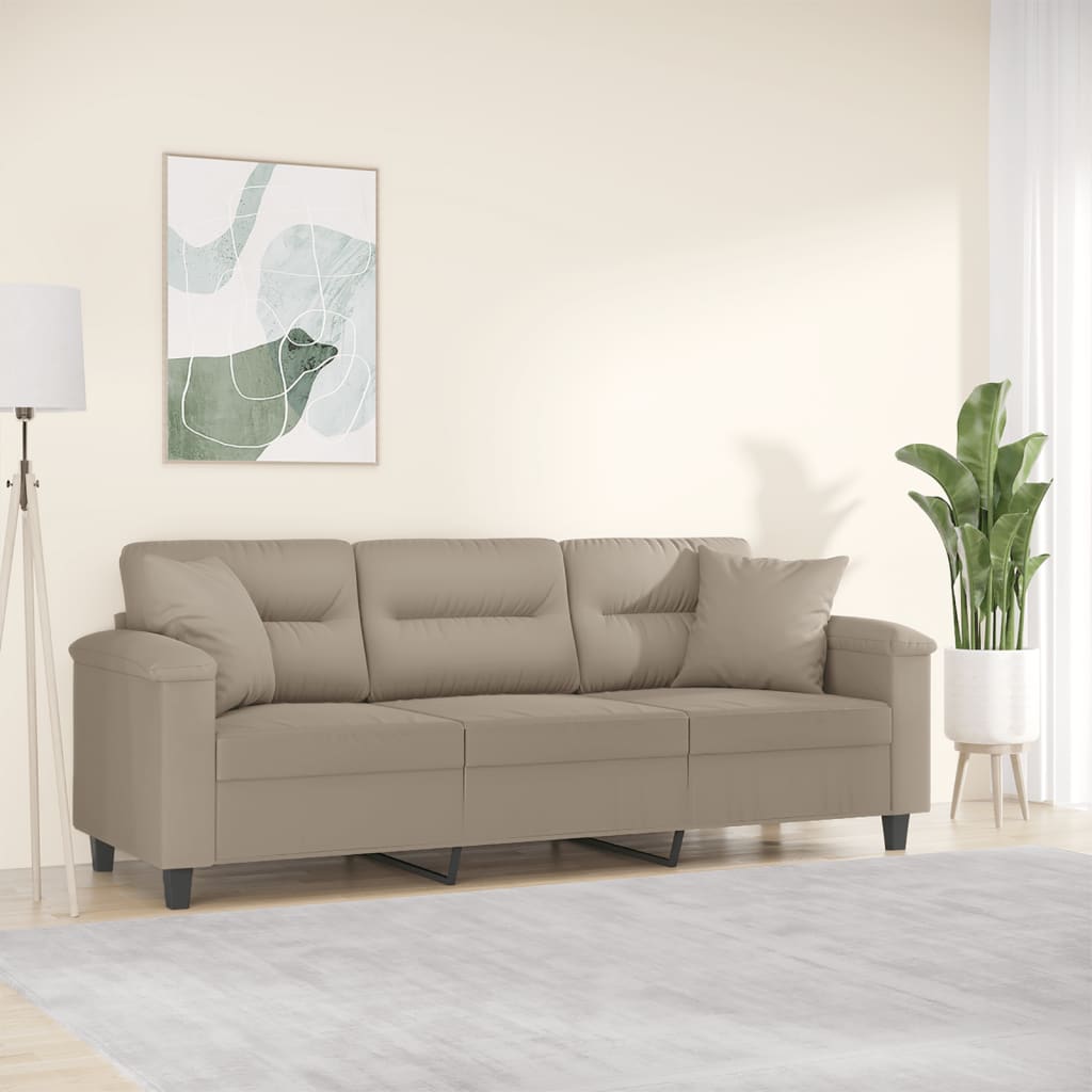 Driezitsbank met kussens 180 cm microvezelstof taupe is nu te koop bij PeponiXL, paradijselijk wonen!
