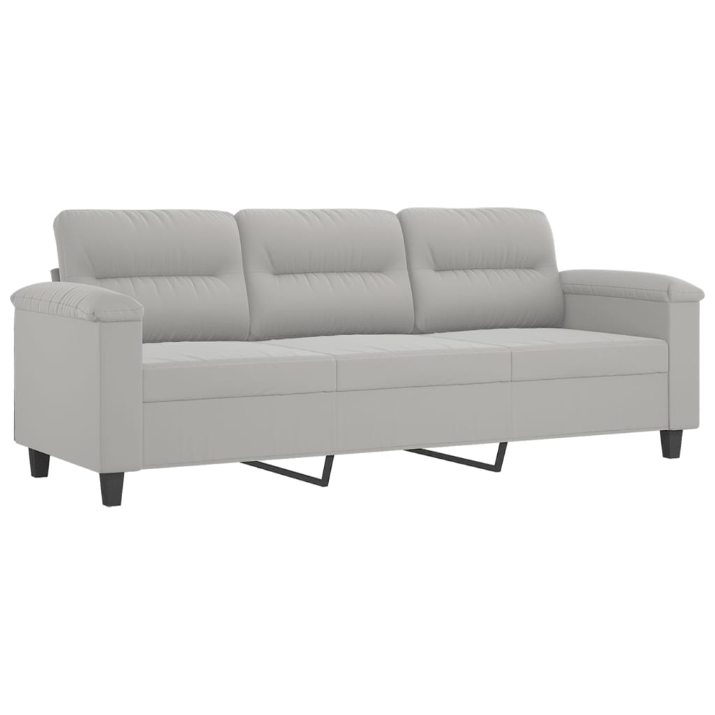 Driezitsbank met kussens 180 cm microvezelstof lichtgrijs is nu te koop bij PeponiXL, paradijselijk wonen!