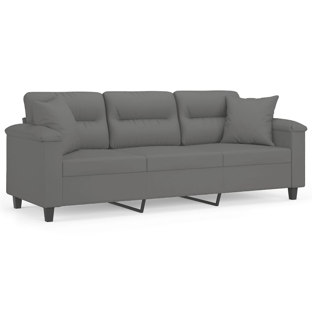 Driezitsbank met kussens 180 cm microvezelstof donkergrijs is nu te koop bij PeponiXL, paradijselijk wonen!