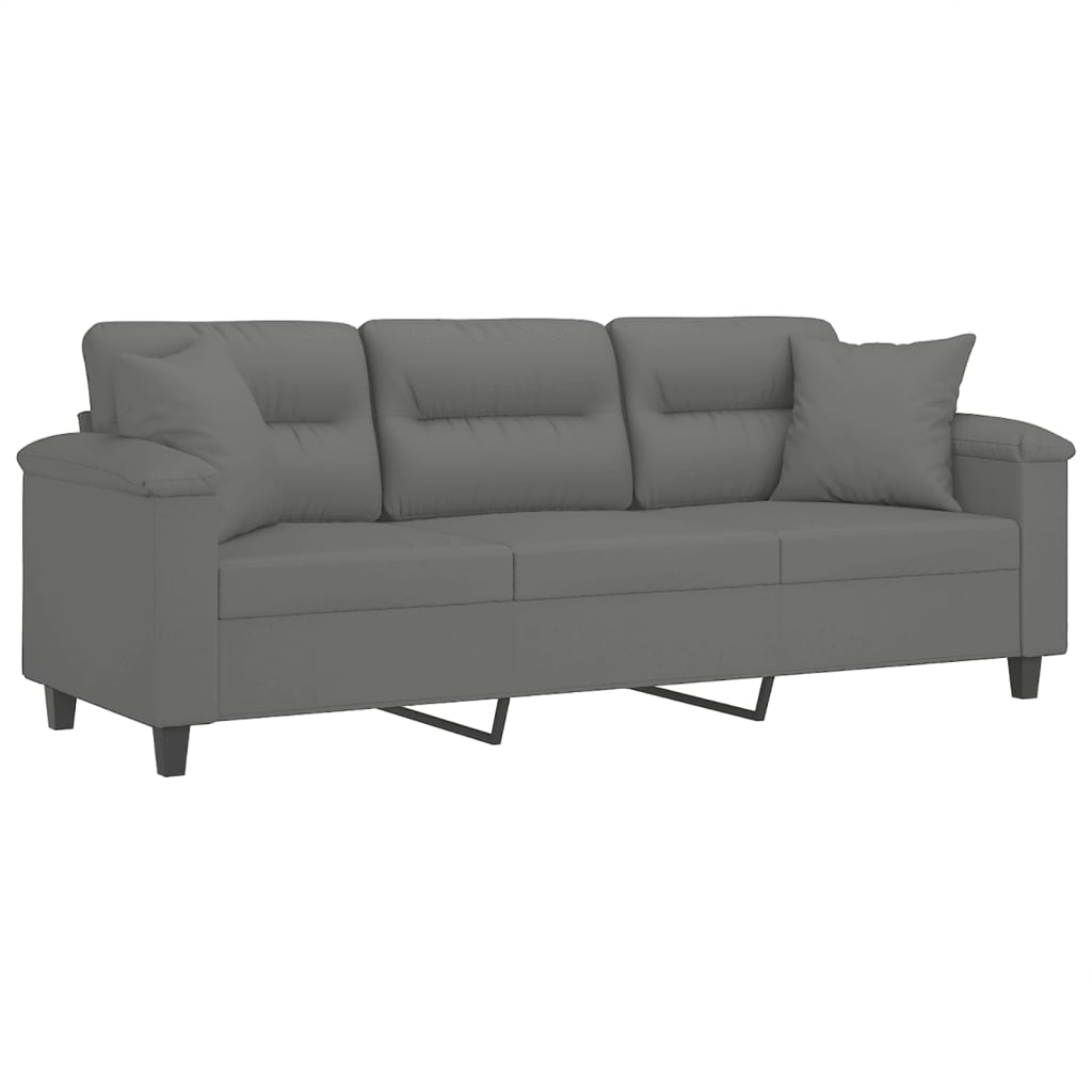 Driezitsbank met kussens 180 cm microvezelstof donkergrijs is nu te koop bij PeponiXL, paradijselijk wonen!