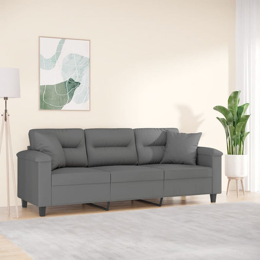 Driezitsbank met kussens 180 cm microvezelstof donkergrijs is nu te koop bij PeponiXL, paradijselijk wonen!