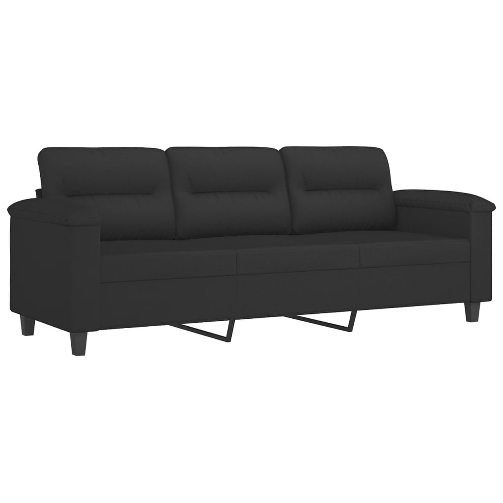 Driezitsbank met kussens 180 cm microvezelstof zwart is nu te koop bij PeponiXL, paradijselijk wonen!