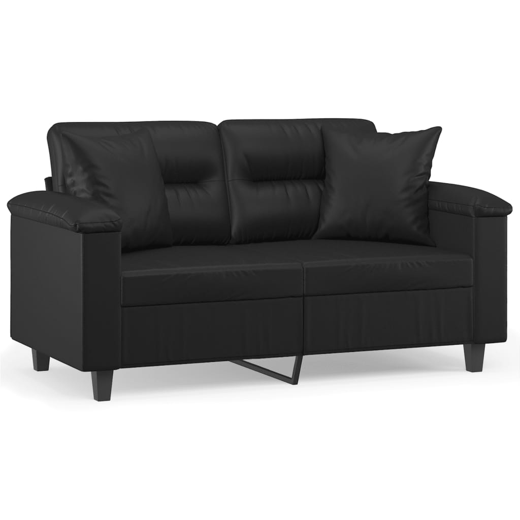 Tweezitsbank met sierkussens 120 cm kunstleer zwart is nu te koop bij PeponiXL, paradijselijk wonen!