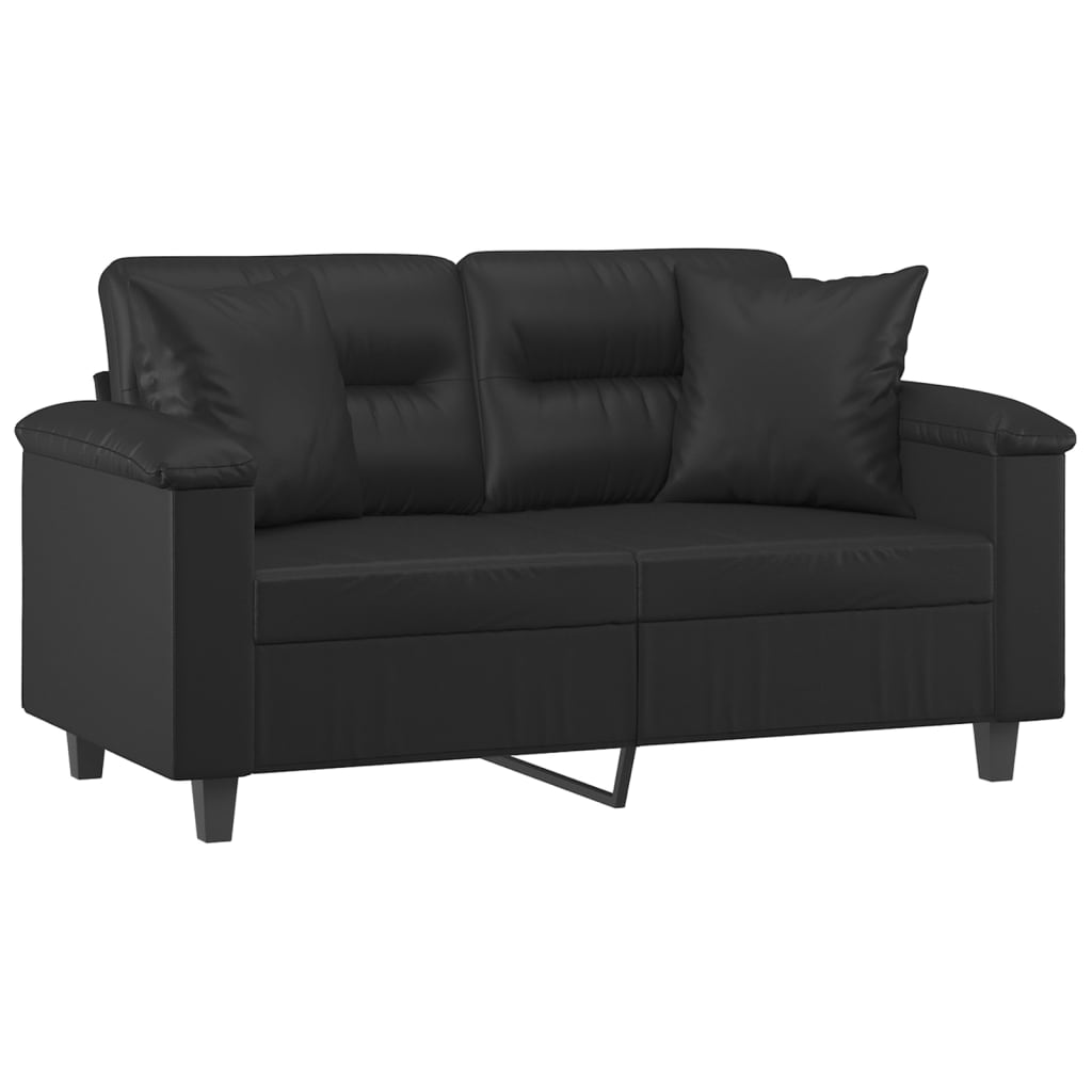 Tweezitsbank met sierkussens 120 cm kunstleer zwart is nu te koop bij PeponiXL, paradijselijk wonen!