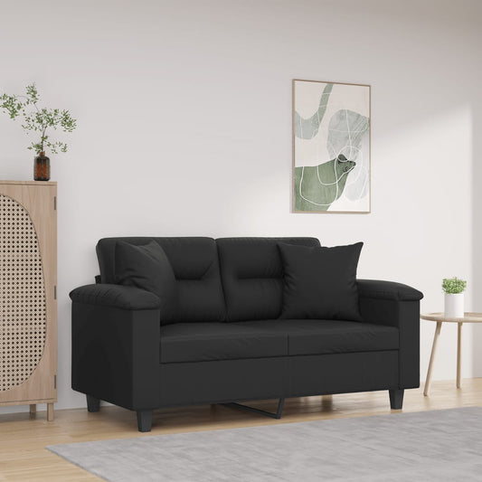Tweezitsbank met sierkussens 120 cm kunstleer zwart is nu te koop bij PeponiXL, paradijselijk wonen!