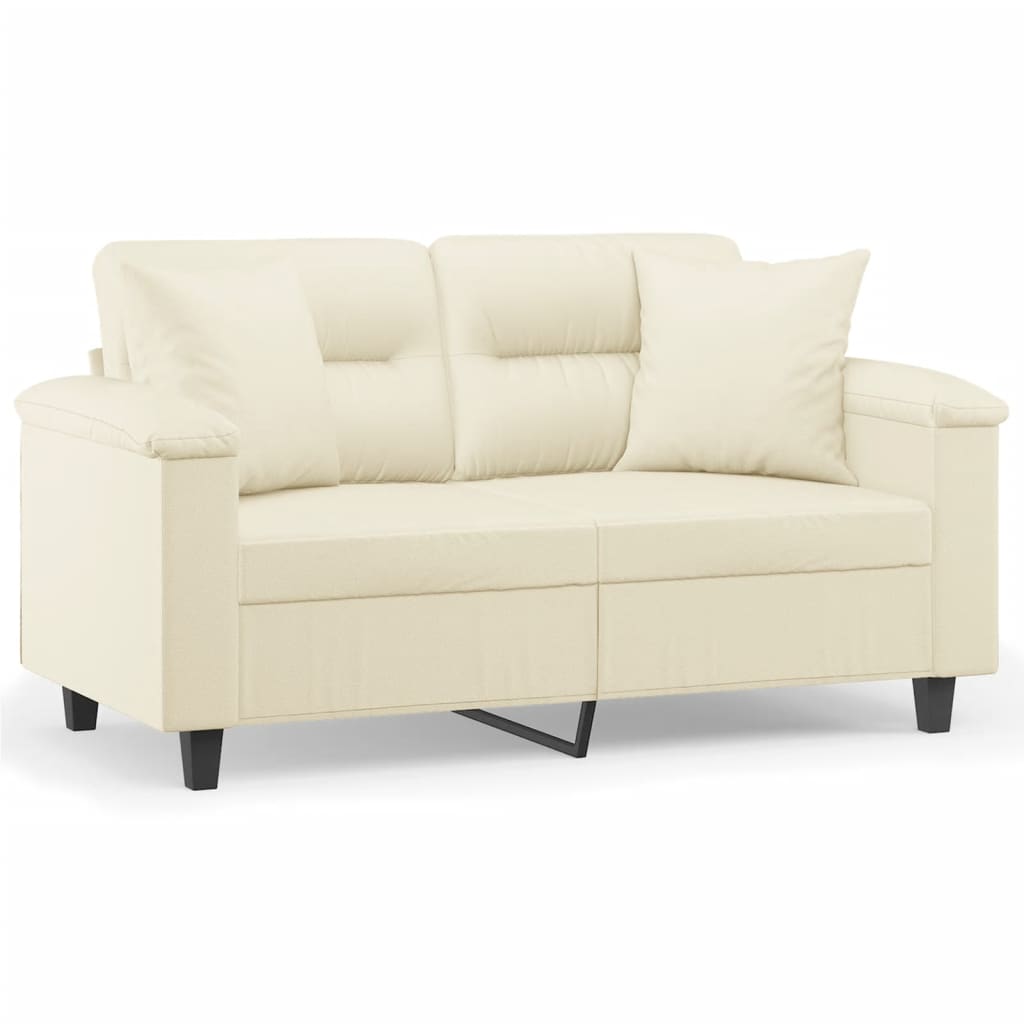 Tweezitsbank met sierkussens 120 cm kunstleer crèmekleurig is nu te koop bij PeponiXL, paradijselijk wonen!