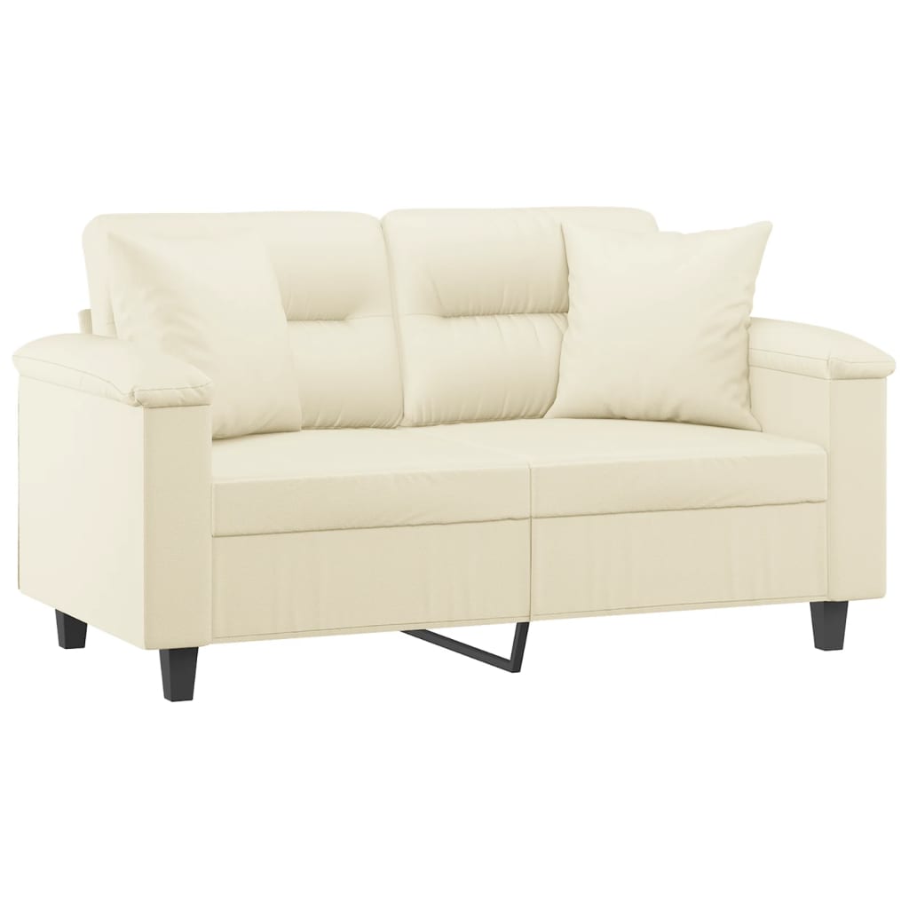 Tweezitsbank met sierkussens 120 cm kunstleer crèmekleurig is nu te koop bij PeponiXL, paradijselijk wonen!