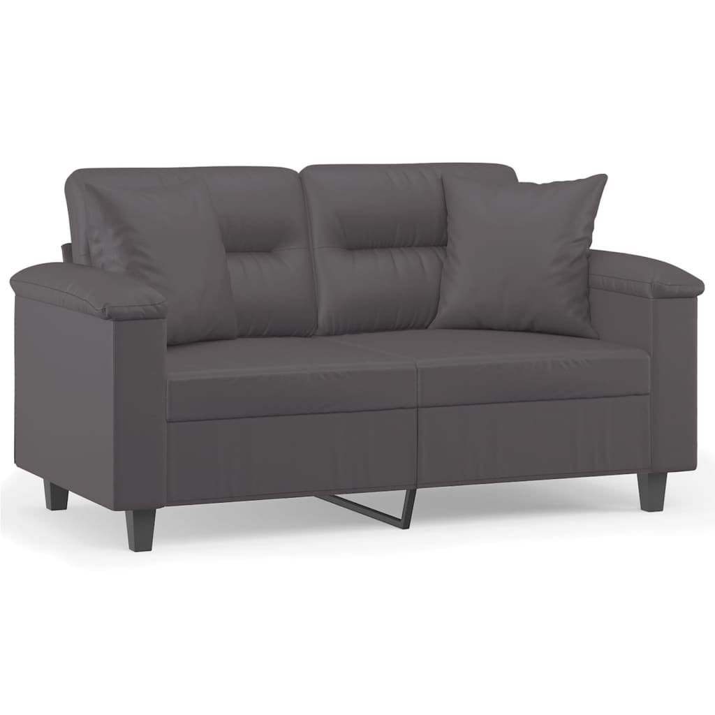 Tweezitsbank met sierkussens 120 cm kunstleer grijs is nu te koop bij PeponiXL, paradijselijk wonen!