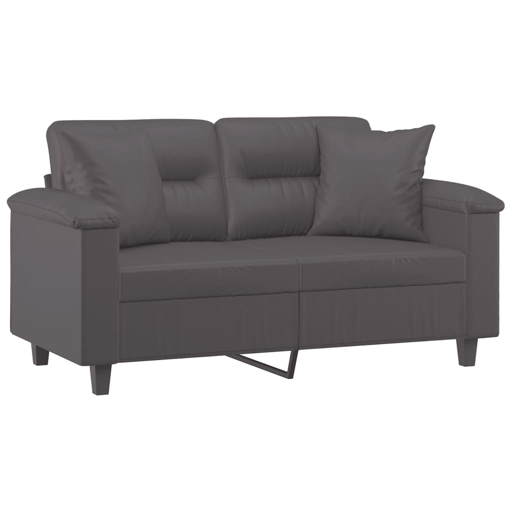 Tweezitsbank met sierkussens 120 cm kunstleer grijs is nu te koop bij PeponiXL, paradijselijk wonen!