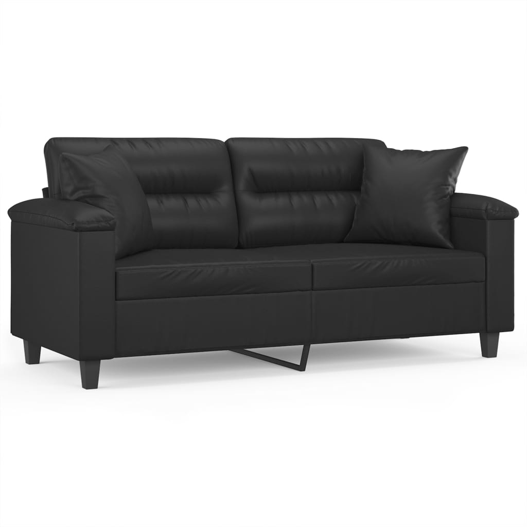 Tweezitsbank met sierkussens 140 cm kunstleer zwart is nu te koop bij PeponiXL, paradijselijk wonen!