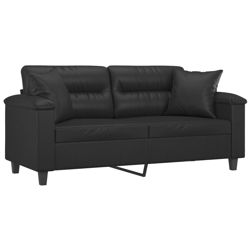 Tweezitsbank met sierkussens 140 cm kunstleer zwart is nu te koop bij PeponiXL, paradijselijk wonen!