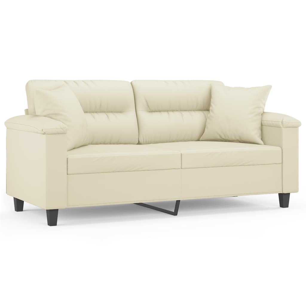 Tweezitsbank met sierkussens 140 cm kunstleer crèmekleurig is nu te koop bij PeponiXL, paradijselijk wonen!