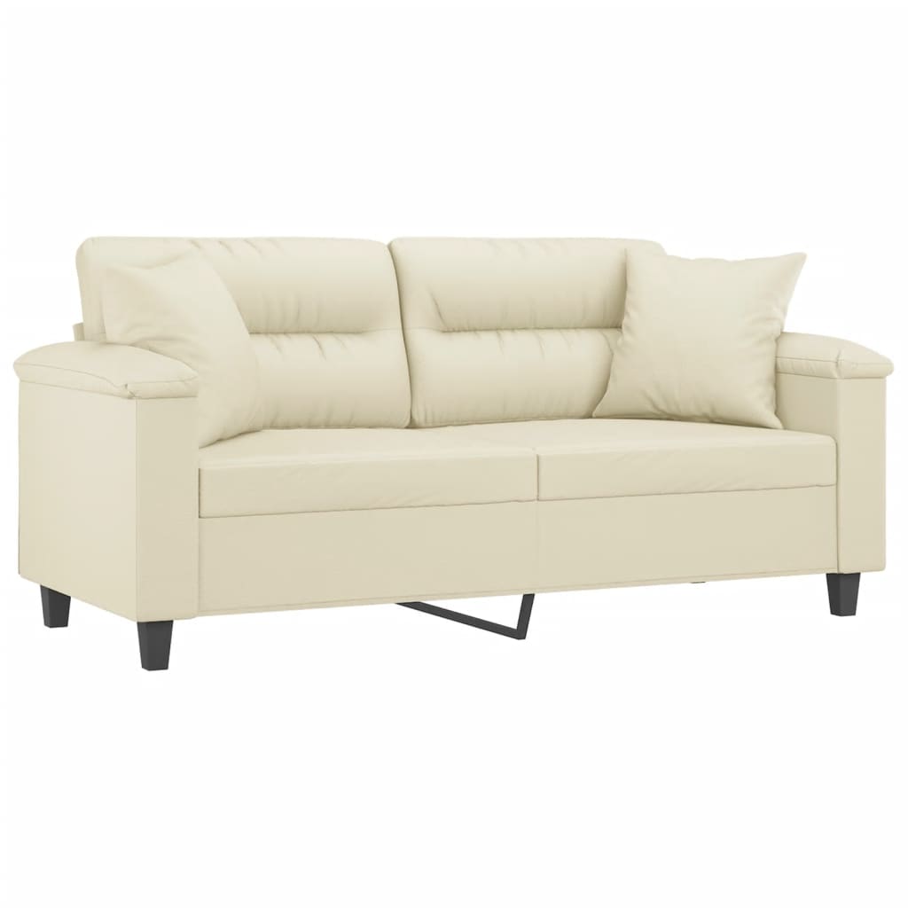 Tweezitsbank met sierkussens 140 cm kunstleer crèmekleurig is nu te koop bij PeponiXL, paradijselijk wonen!