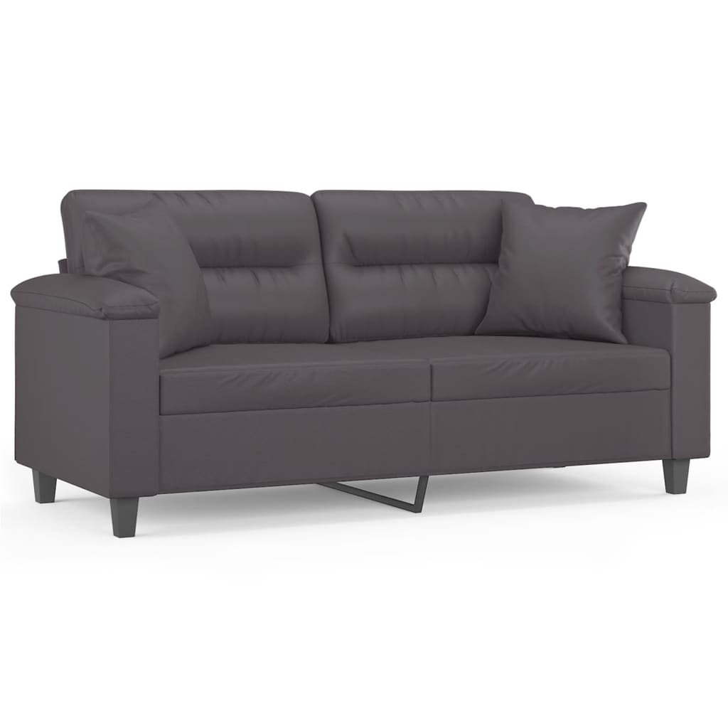 Tweezitsbank met sierkussens 140 cm kunstleer grijs is nu te koop bij PeponiXL, paradijselijk wonen!