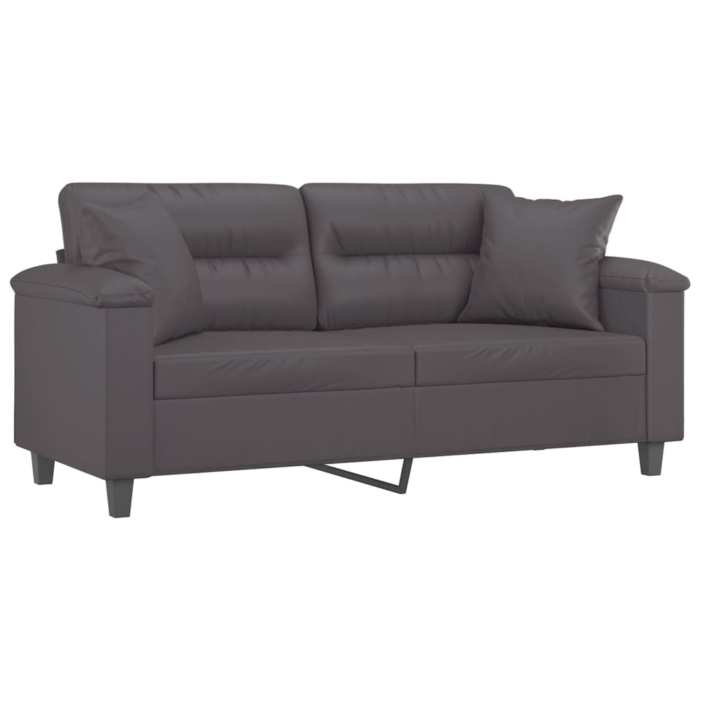 Tweezitsbank met sierkussens 140 cm kunstleer grijs is nu te koop bij PeponiXL, paradijselijk wonen!