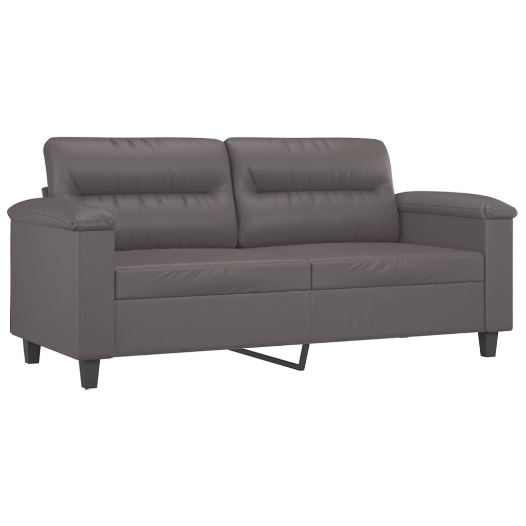 Tweezitsbank met sierkussens 140 cm kunstleer grijs is nu te koop bij PeponiXL, paradijselijk wonen!