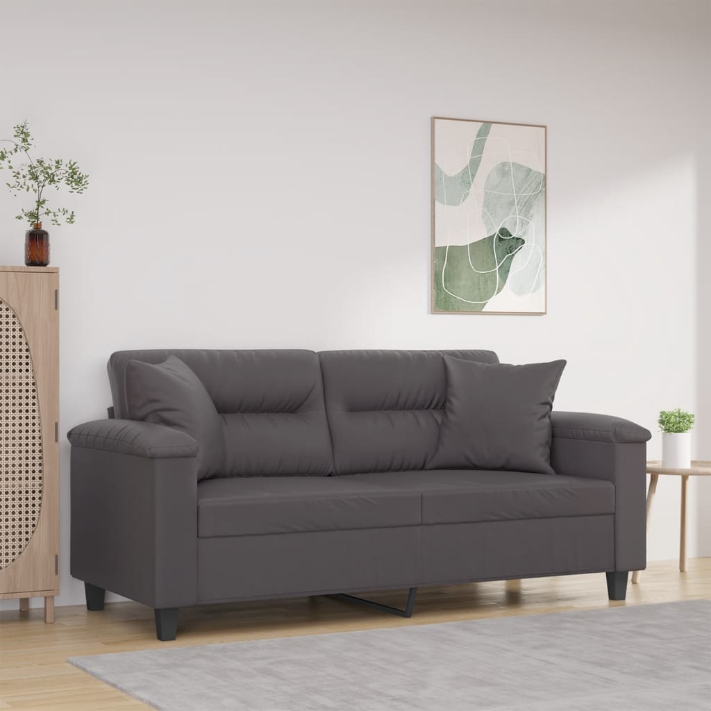 Tweezitsbank met sierkussens 140 cm kunstleer grijs is nu te koop bij PeponiXL, paradijselijk wonen!