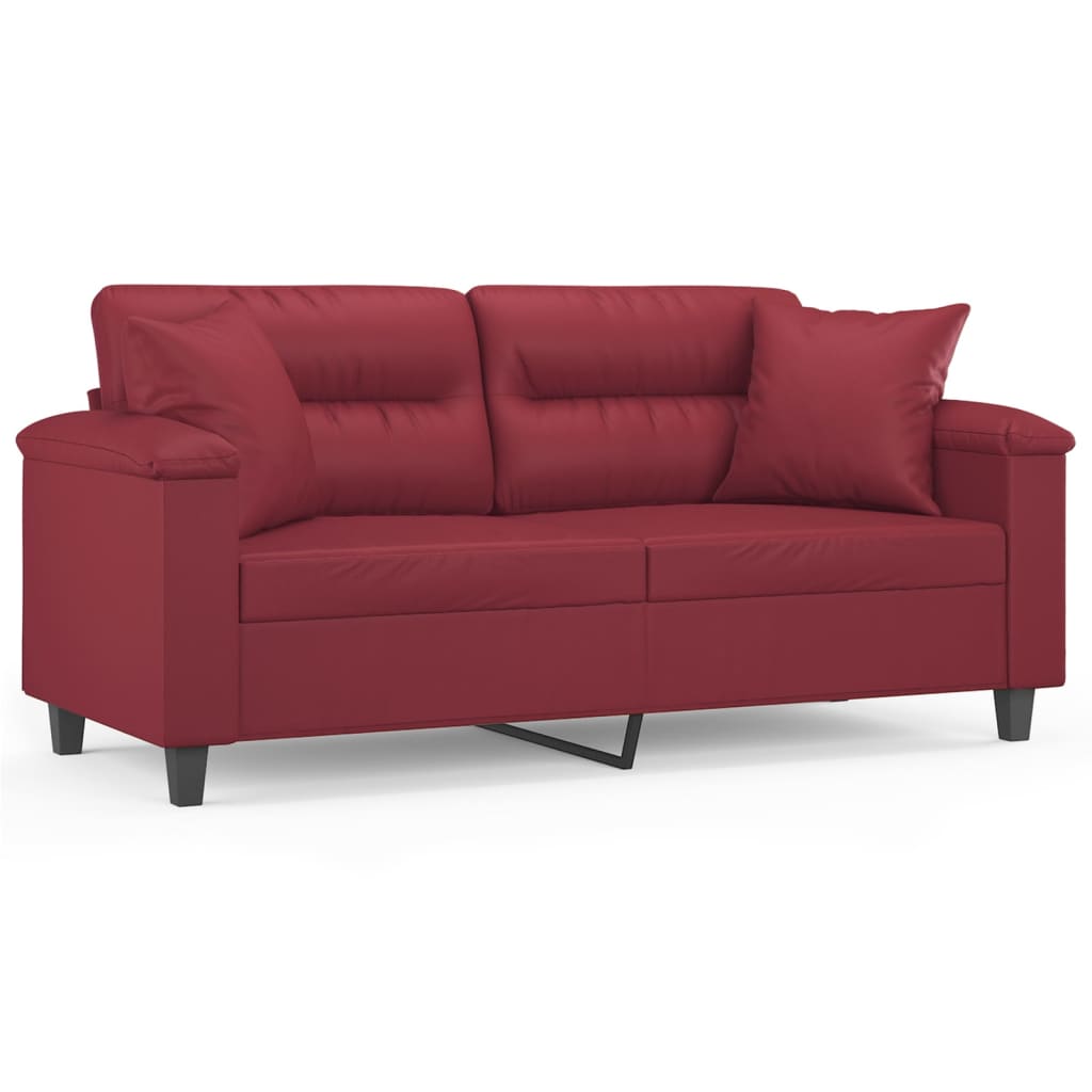 Tweezitsbank met sierkussens 140 cm kunstleer wijnrood is nu te koop bij PeponiXL, paradijselijk wonen!