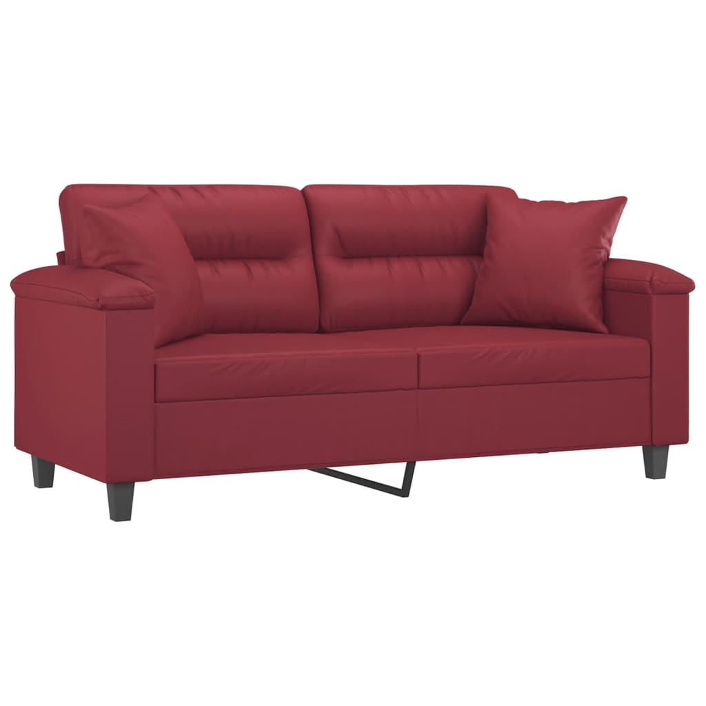 Tweezitsbank met sierkussens 140 cm kunstleer wijnrood is nu te koop bij PeponiXL, paradijselijk wonen!