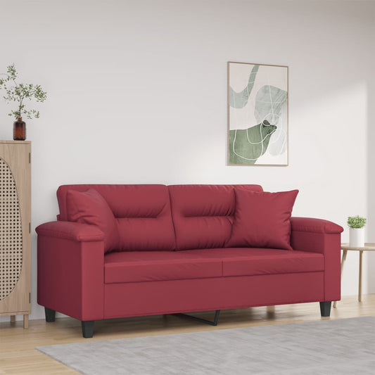 Tweezitsbank met sierkussens 140 cm kunstleer wijnrood is nu te koop bij PeponiXL, paradijselijk wonen!