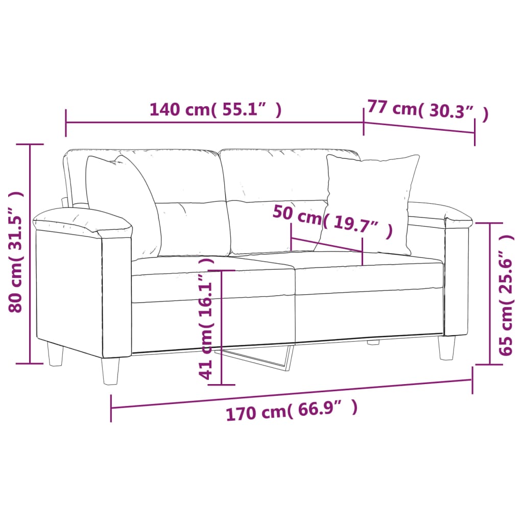 Tweezitsbank met sierkussens 140 cm kunstleer cappuccinokleurig is nu te koop bij PeponiXL, paradijselijk wonen!