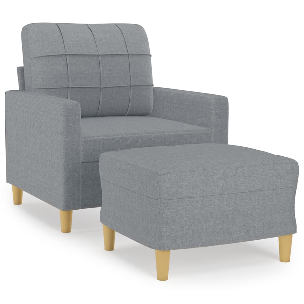 Fauteuil met voetenbank 60 cm stof lichtgrijs is nu te koop bij PeponiXL, paradijselijk wonen!