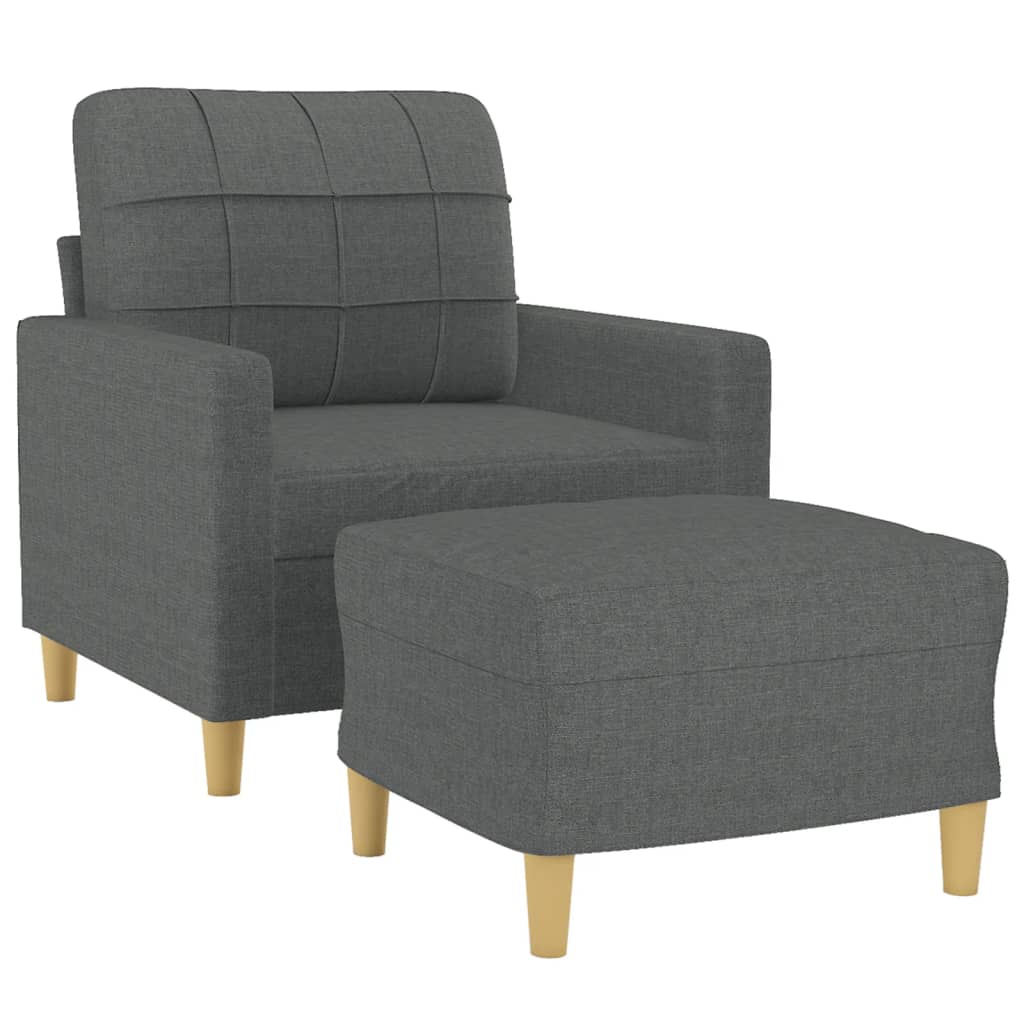 Fauteuil met voetenbank 60 cm stof donkergrijs is nu te koop bij PeponiXL, paradijselijk wonen!