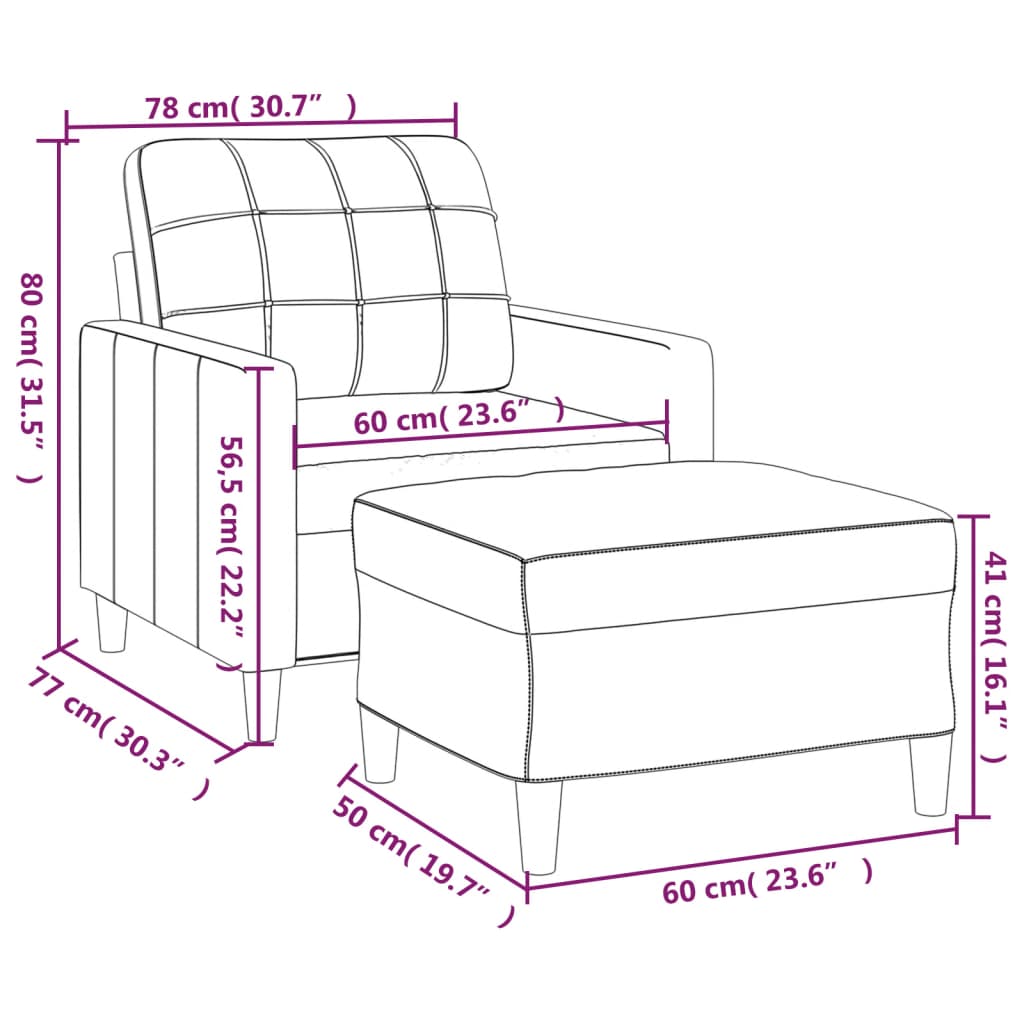 Fauteuil met voetenbank 60 cm stof donkergrijs is nu te koop bij PeponiXL, paradijselijk wonen!