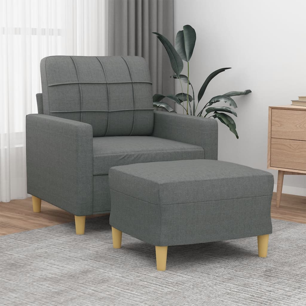 Fauteuil met voetenbank 60 cm stof donkergrijs is nu te koop bij PeponiXL, paradijselijk wonen!