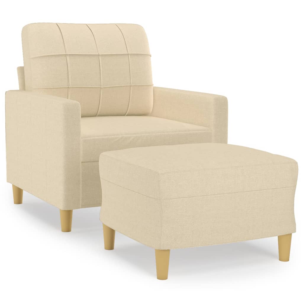 Fauteuil met voetenbank 60 cm stof crèmekleurig is nu te koop bij PeponiXL, paradijselijk wonen!