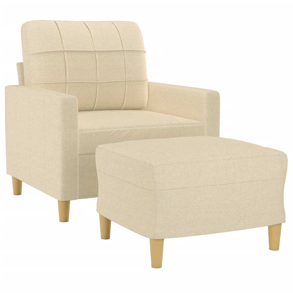 Fauteuil met voetenbank 60 cm stof crèmekleurig is nu te koop bij PeponiXL, paradijselijk wonen!