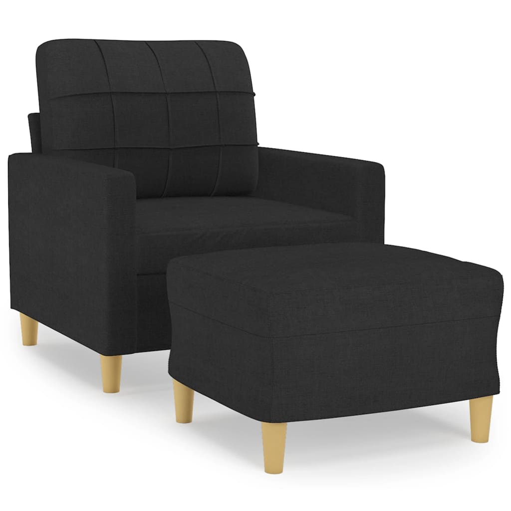 Fauteuil met voetenbank 60 cm stof zwart is nu te koop bij PeponiXL, paradijselijk wonen!