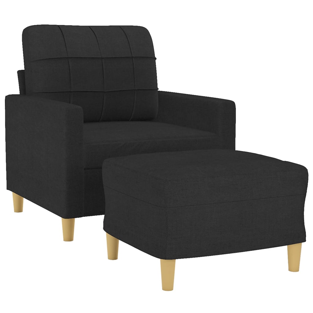 Fauteuil met voetenbank 60 cm stof zwart is nu te koop bij PeponiXL, paradijselijk wonen!