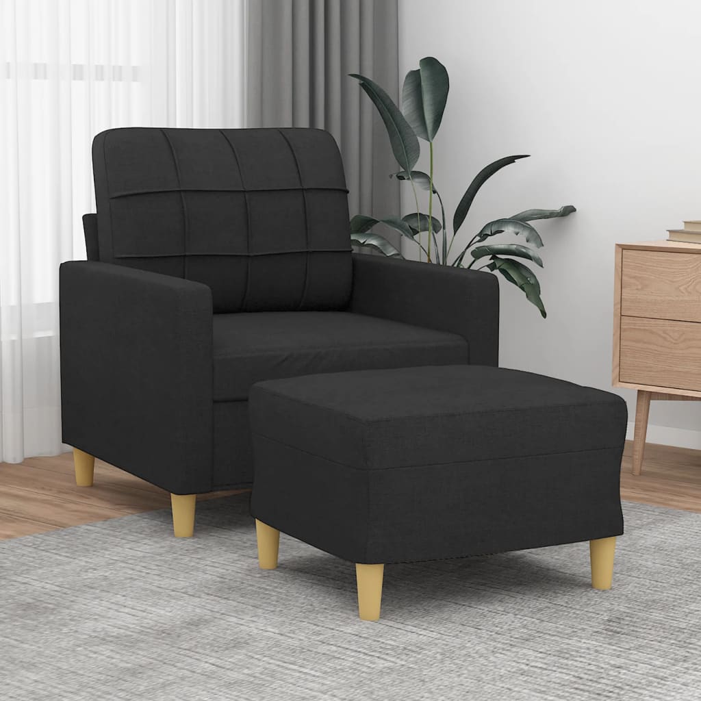 Fauteuil met voetenbank 60 cm stof zwart is nu te koop bij PeponiXL, paradijselijk wonen!