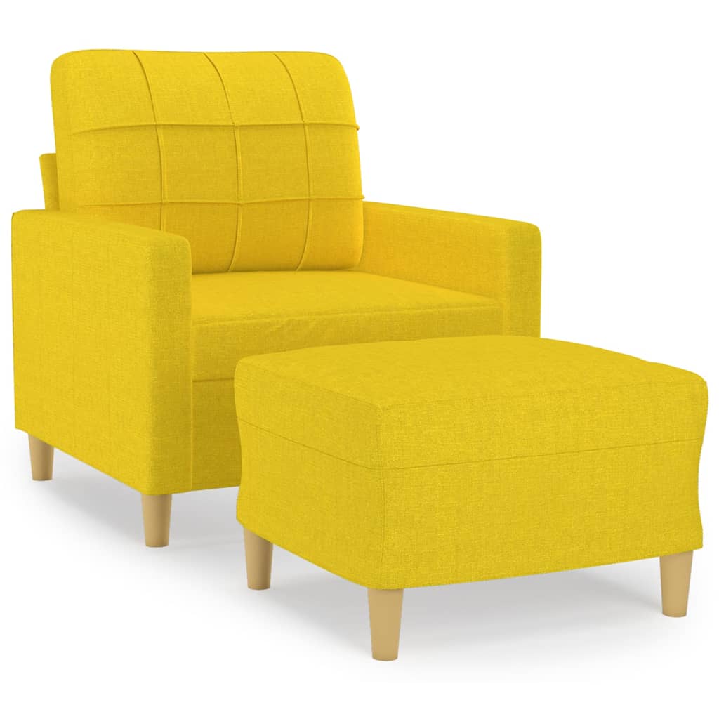 Fauteuil met voetenbank 60 cm stof lichtgeel is nu te koop bij PeponiXL, paradijselijk wonen!