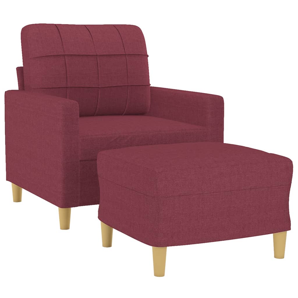 Fauteuil met voetenbank 60 cm stof wijnrood is nu te koop bij PeponiXL, paradijselijk wonen!