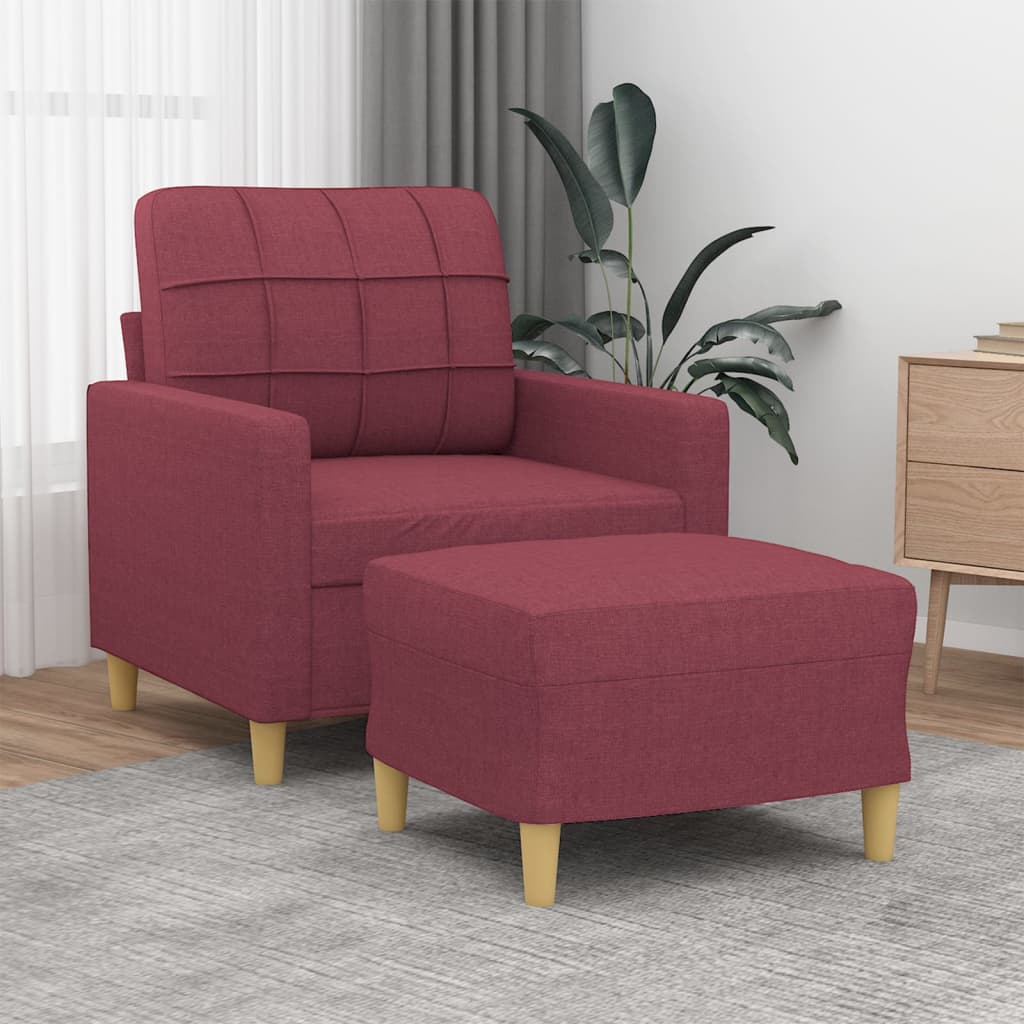 Fauteuil met voetenbank 60 cm stof wijnrood is nu te koop bij PeponiXL, paradijselijk wonen!