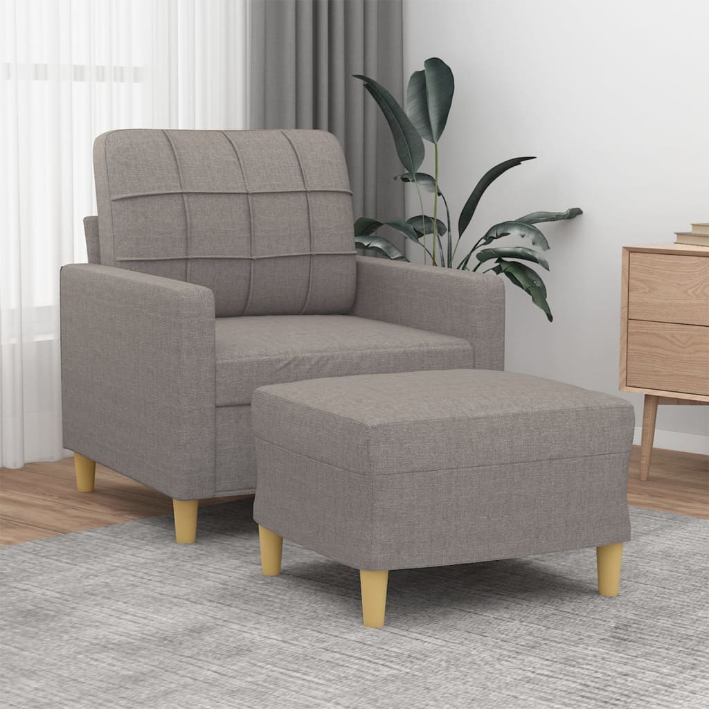 Fauteuil met voetenbank 60 cm stof taupe is nu te koop bij PeponiXL, paradijselijk wonen!