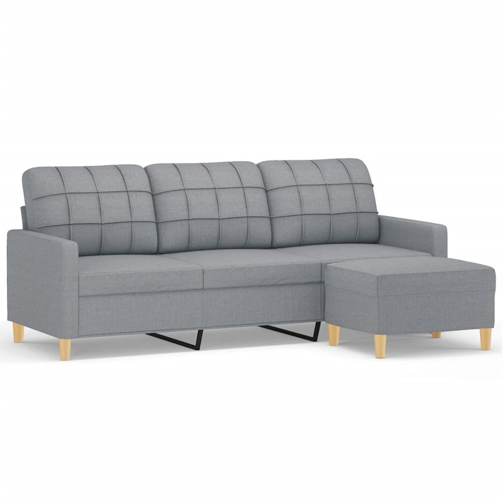 Driezitsbank met voetenbank 180 cm stof lichtgrijs is nu te koop bij PeponiXL, paradijselijk wonen!