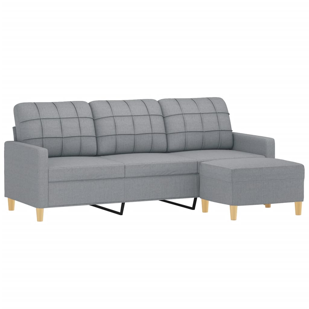 Driezitsbank met voetenbank 180 cm stof lichtgrijs is nu te koop bij PeponiXL, paradijselijk wonen!
