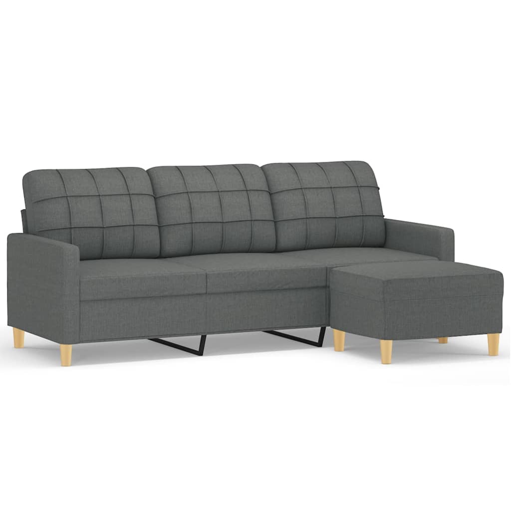 Driezitsbank met voetenbank 180 cm stof donkergrijs is nu te koop bij PeponiXL, paradijselijk wonen!