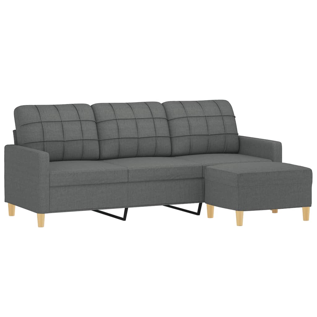 Driezitsbank met voetenbank 180 cm stof donkergrijs is nu te koop bij PeponiXL, paradijselijk wonen!