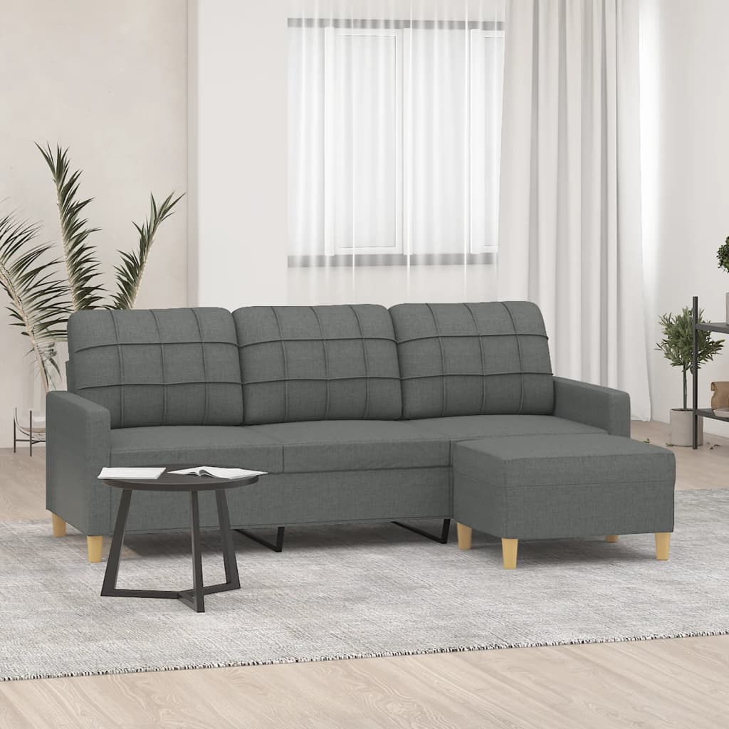 Driezitsbank met voetenbank 180 cm stof donkergrijs is nu te koop bij PeponiXL, paradijselijk wonen!