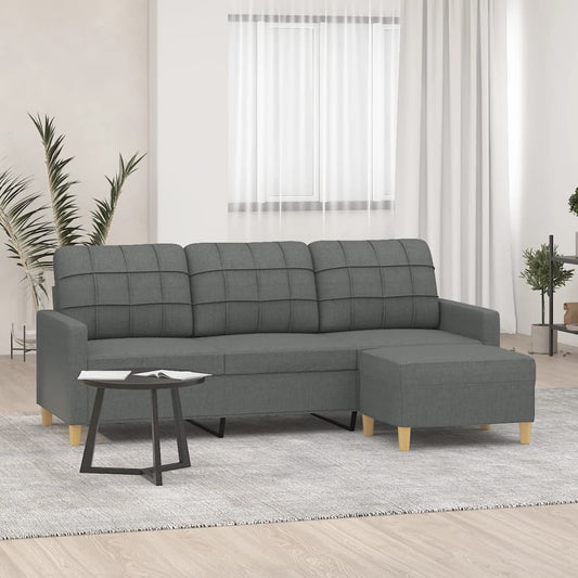 Driezitsbank met voetenbank 180 cm stof donkergrijs is nu te koop bij PeponiXL, paradijselijk wonen!
